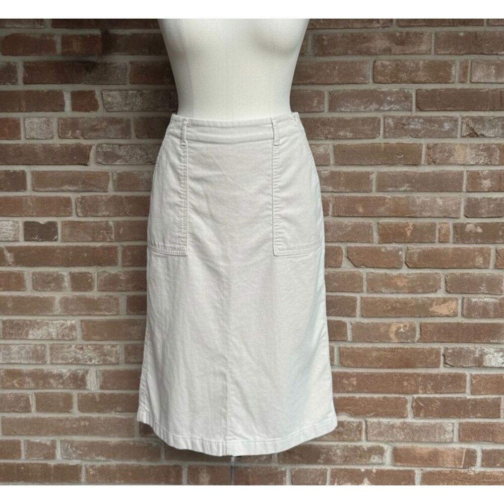 Croft & Barrow Stretch Corduroy Midi Skirt, Size M Ivory Cream